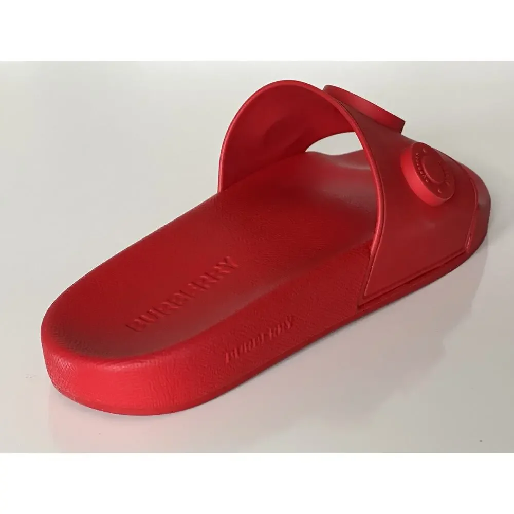 NIB $420 Burberry Eyelet Men’s Furley Bright Red Slide Sandals 9 US (42) 8053156